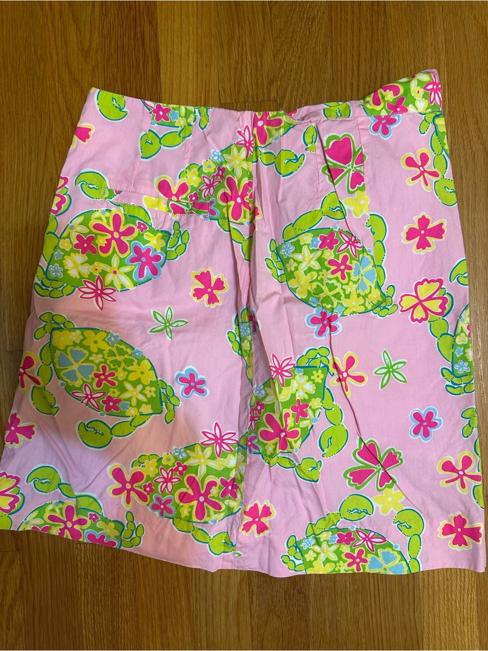 Lilly Pulitzer Pink Skirt with Green & Neon Floral crab Print